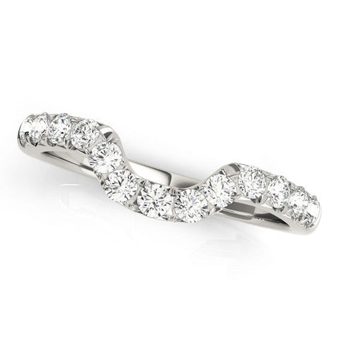 White gold Round Diamond Wavy Eternity Band with Prong Setting