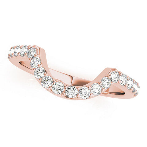 Rose gold Round Diamond Pavé Set Curved Band with U-Prong Setting