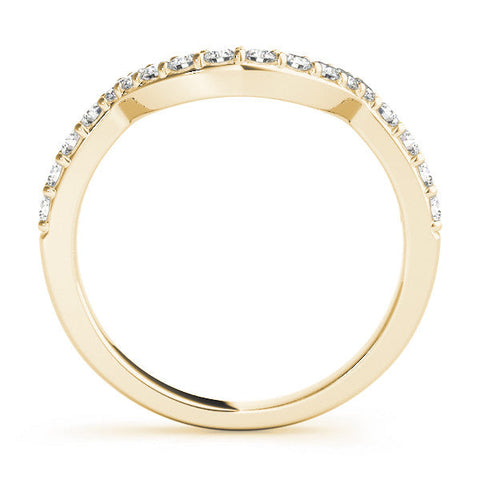 Yellow gold Round Diamond Pavé Set Curved Band with U-Prong Setting