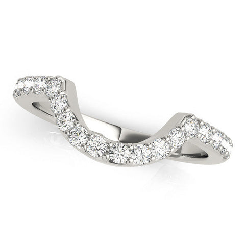 White gold Round Diamond Pavé Set Curved Band with U-Prong Setting