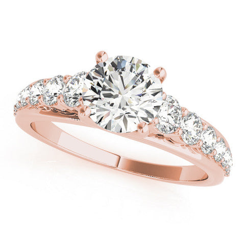 Rose gold Emerald Brilliant Diamond Pavé Band with Six-Prong Setting