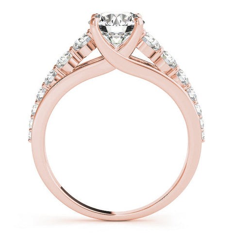 Rose gold Emerald Brilliant Diamond Pavé Band with Six-Prong Setting