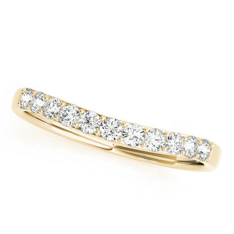 Yellow gold Round Diamond Channel Set Curved Wedding Band