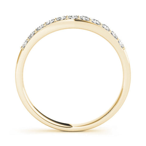 Yellow gold Round Diamond Channel Set Curved Wedding Band