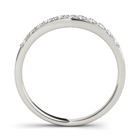 White gold Round Diamond Channel Set Curved Wedding Band
