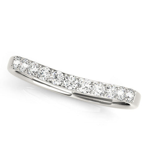 White gold Round Diamond Channel Set Curved Wedding Band