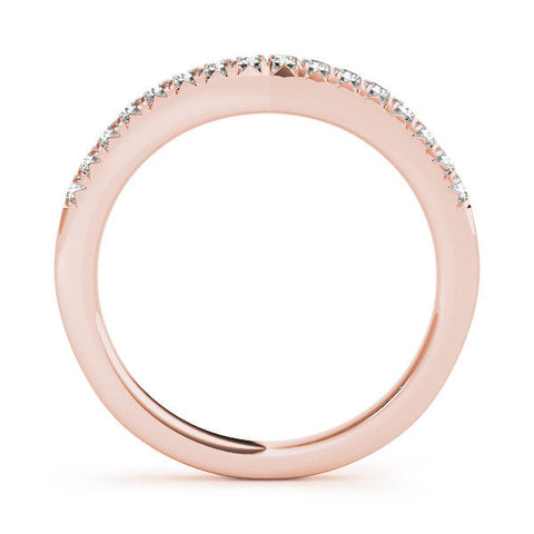 Rose gold Round Diamond Pavé Curved Band with Shared Prong Setting