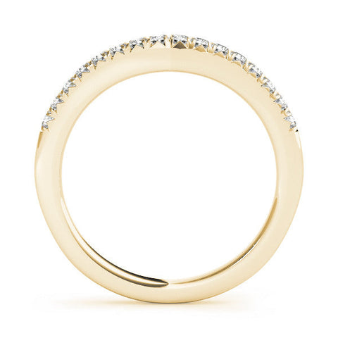 Yellow gold Round Diamond Pavé Curved Band with Shared Prong Setting