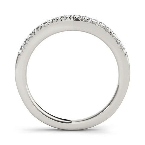 White gold Round Diamond Pavé Curved Band with Shared Prong Setting