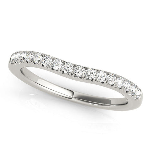 White gold Round Diamond Pavé Curved Band with Shared Prong Setting