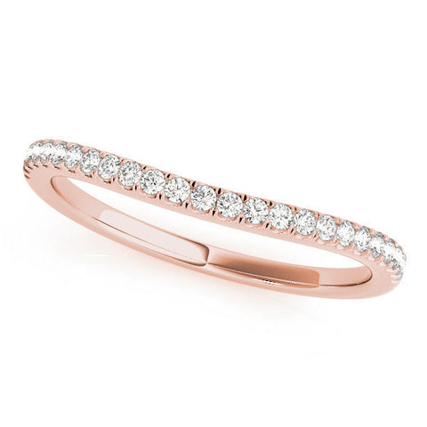 Rose gold Round Diamond Pavé Set Curved White Gold Band