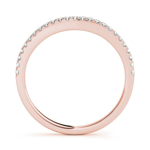Rose gold Round Diamond Pavé Set Curved White Gold Band