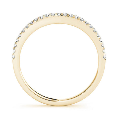 Yellow gold Round Diamond Pavé Set Curved White Gold Band