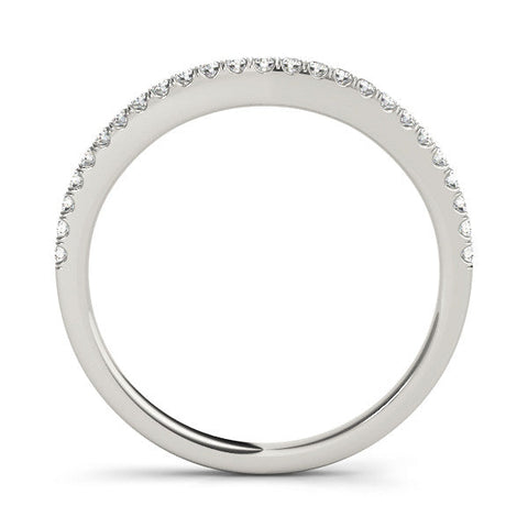White gold Round Diamond Pavé Set Curved White Gold Band