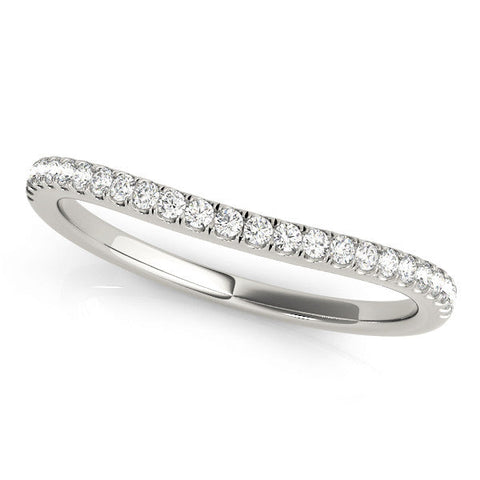 White gold Round Diamond Pavé Set Curved White Gold Band