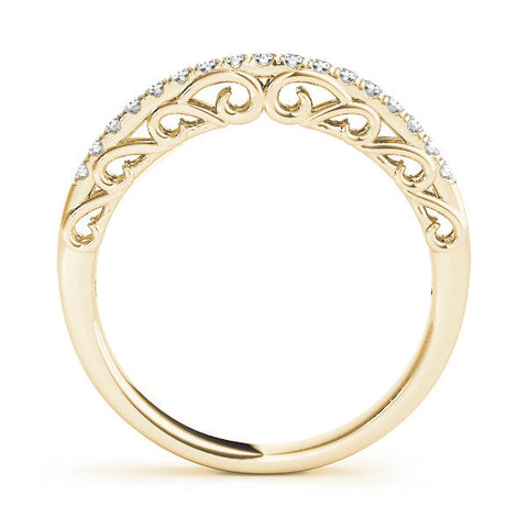 Yellow gold Round Cut Diamond Prong Set Eternity Band
