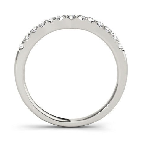 White gold Round Diamond Pavé Curved Eternity Band with Shared Prong Setting