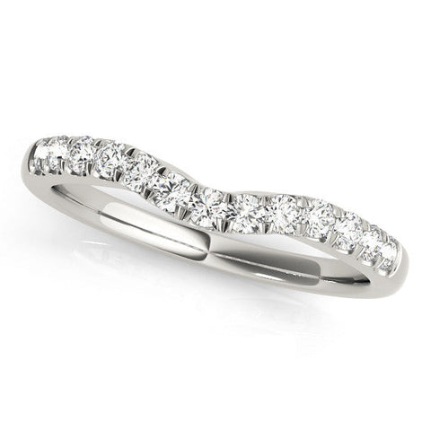 White gold Round Diamond Pavé Curved Eternity Band with Shared Prong Setting