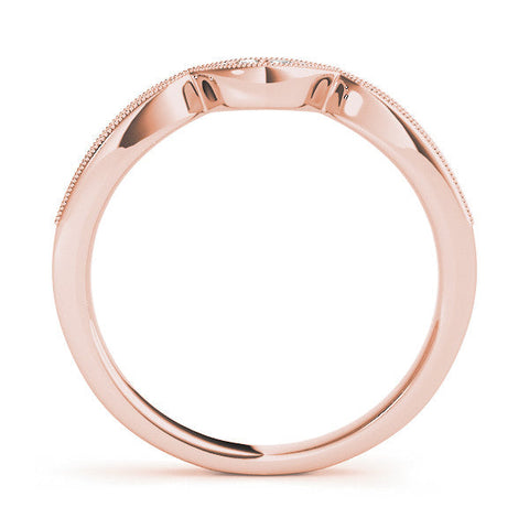 Rose gold Pavé Round Diamond Contour Milgrain Band