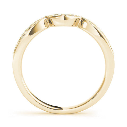 Yellow gold Pavé Round Diamond Contour Milgrain Band