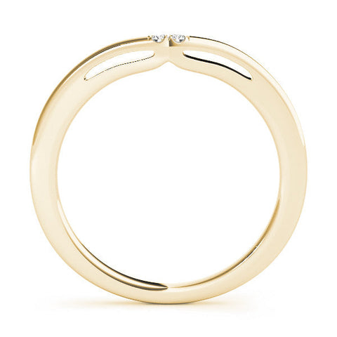 Yellow gold Round Diamond Bypass Solitaire Band with Bezel Setting