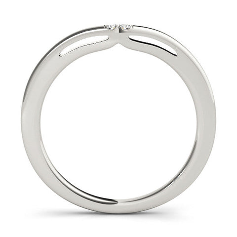 White gold Round Diamond Bypass Solitaire Band with Bezel Setting