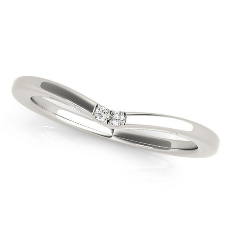 White gold Round Diamond Bypass Solitaire Band with Bezel Setting