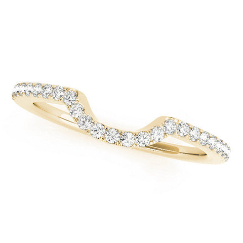 Yellow gold Round Diamond Pavé-Set Contoured Wedding Band