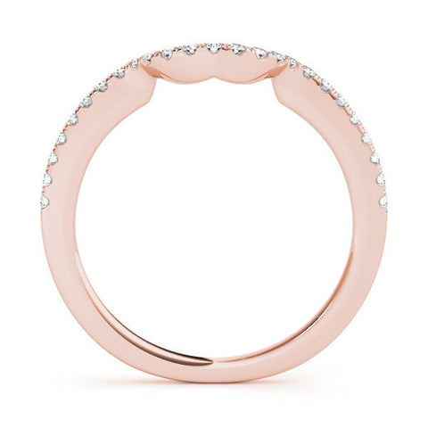 Rose gold Round Diamond Pavé-Set Contoured Wedding Band