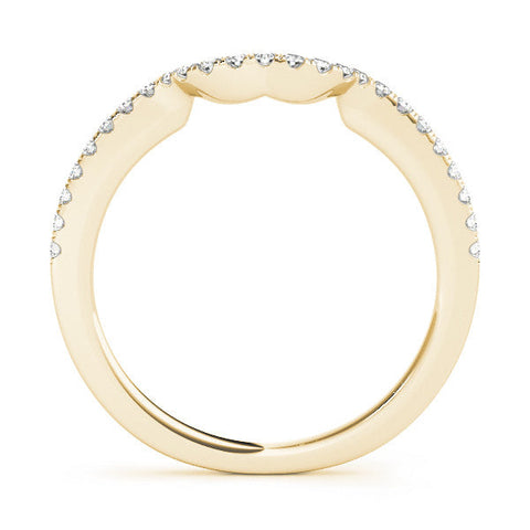 Yellow gold Round Diamond Pavé-Set Contoured Wedding Band