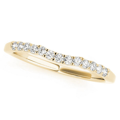 Yellow gold Round Diamond U-Shape Pavé Curved Wedding Band