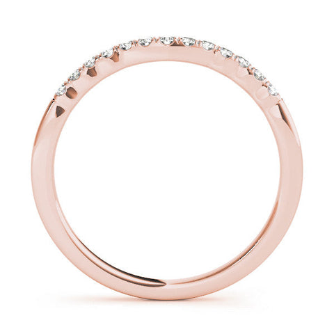 Rose gold Round Diamond U-Shape Pavé Curved Wedding Band