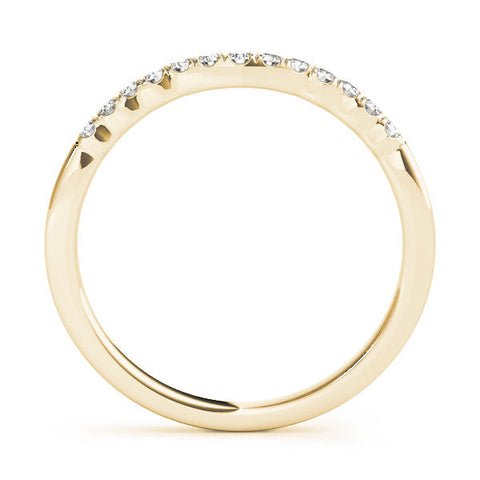 Yellow gold Round Diamond U-Shape Pavé Curved Wedding Band