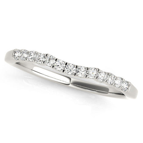 White gold Round Diamond U-Shape Pavé Curved Wedding Band