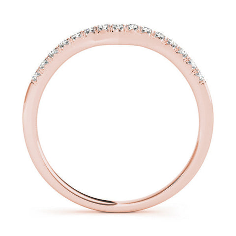 Rose gold Round Diamond Curved Pavé Wedding Band with Shared Prong Setting