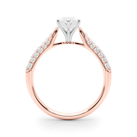 Rose gold Marquise Solitaire Pavé Diamond Engagement Ring with Four-Prong Setting