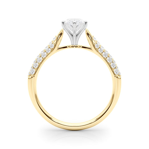 Yellow gold Marquise Solitaire Pavé Diamond Engagement Ring with Four-Prong Setting