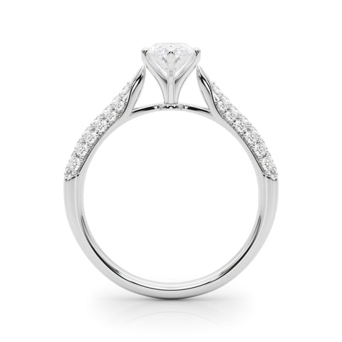 White gold Marquise Solitaire Pavé Diamond Engagement Ring with Four-Prong Setting