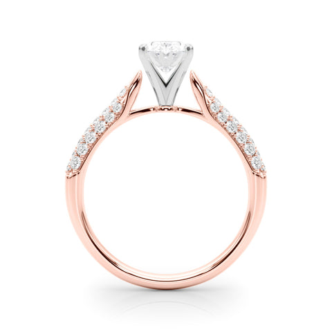 Rose gold Oval Solitaire Pavé Diamond Engagement Ring with Four-Prong Setting