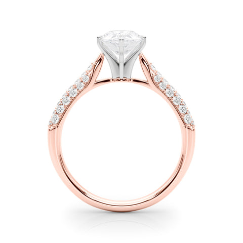 Rose gold Pear Solitaire Pavé Diamond Engagement Ring with Four-Prong Setting