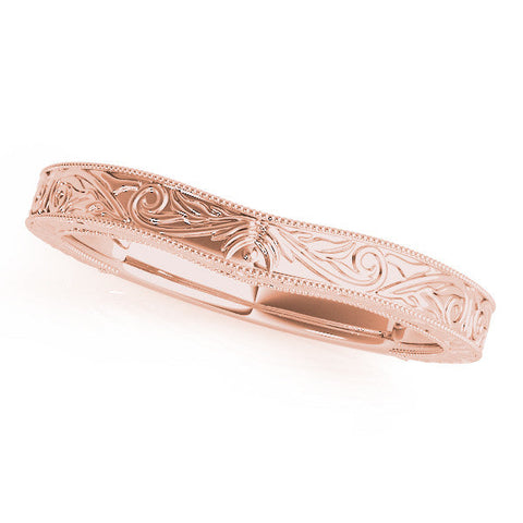 Rose gold Engraved Vintage Scroll Milgrain Band