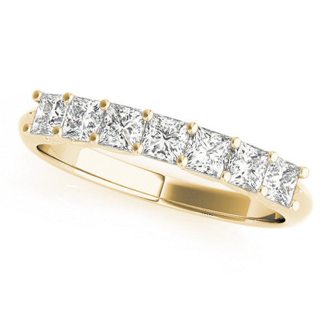 Yellow gold Princess Cut Diamond Channel Set Eternity Band with Prong Setting