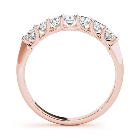 Rose gold Princess Cut Diamond Channel Set Eternity Band with Prong Setting
