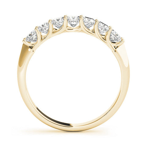 Yellow gold Princess Cut Diamond Channel Set Eternity Band with Prong Setting