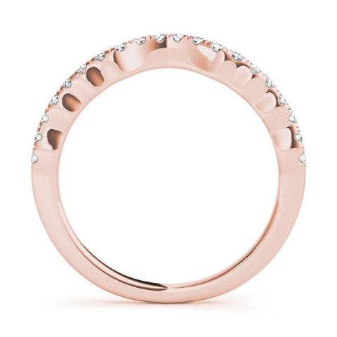 Rose gold Curved Pavé Round Diamond Eternity Band with U-Prong Setting