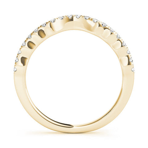 Yellow gold Curved Pavé Round Diamond Eternity Band with U-Prong Setting