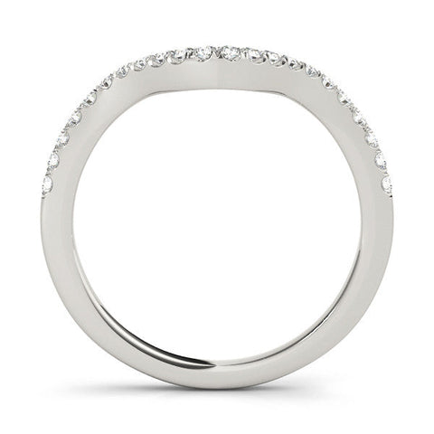 White gold Pavé Round Diamond Infinity Twist Band with Shared Prong Setting