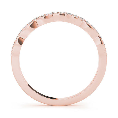 Rose gold Round Diamond Milgrain Pave Contour Band