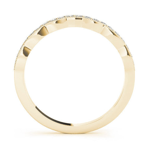 Yellow gold Round Diamond Milgrain Pave Contour Band