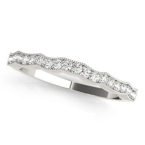 White gold Round Diamond Milgrain Pave Contour Band